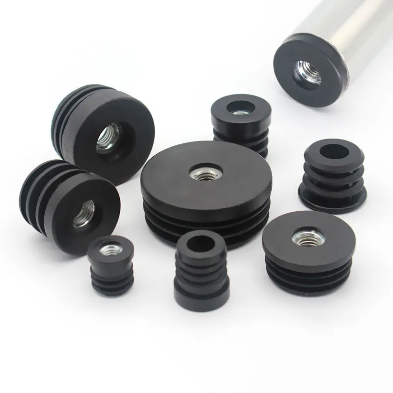 4pcs Square M6 M8  Plastic Pipe Hole Plug with Nut Black Blanking End Cover Chair Leg Cap Protector Furniture Accessorie