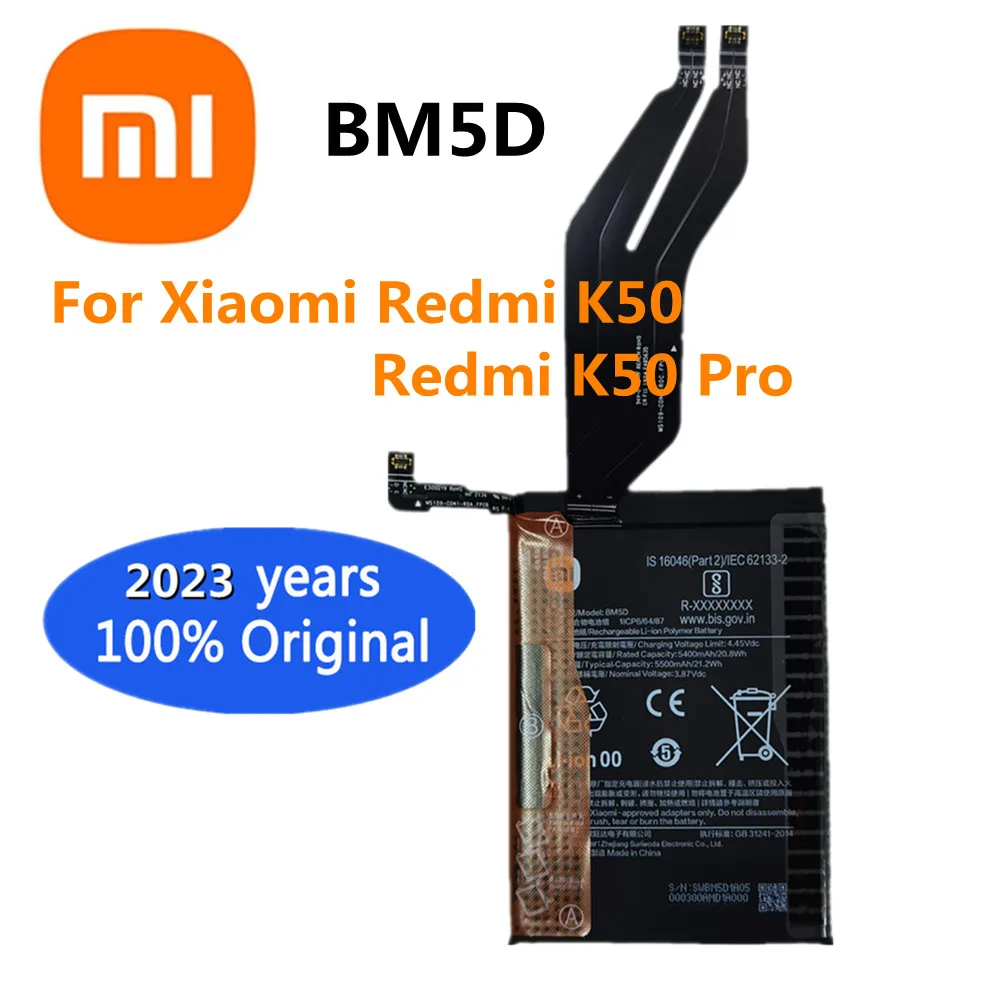 

2023 Years High Qulity Xiao mi 100% Original Battery BM5D For Xiaomi Redmi K50 / Redmi K50 Pro 5500mAh Phone Bateria Batteries