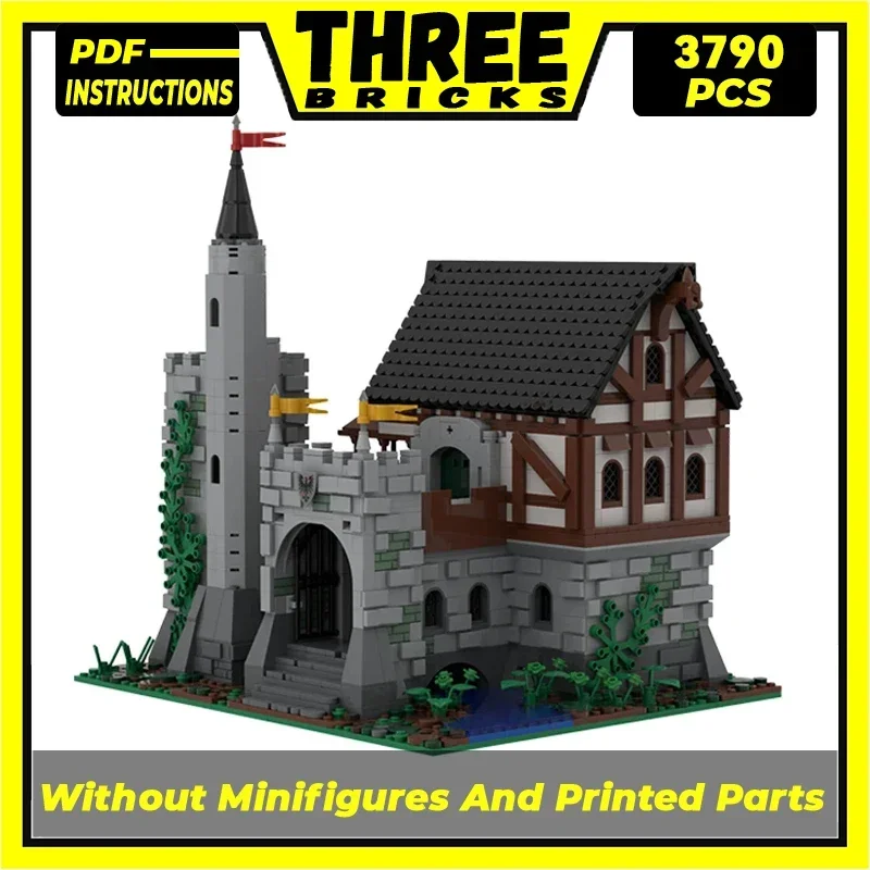 Modelo de edificios medievales, ladrillos de construcción Moc, tecnología de Castillo de Manor antiguo, bloques modulares, regalo, juguete de Navidad, conjuntos DIY de montaje