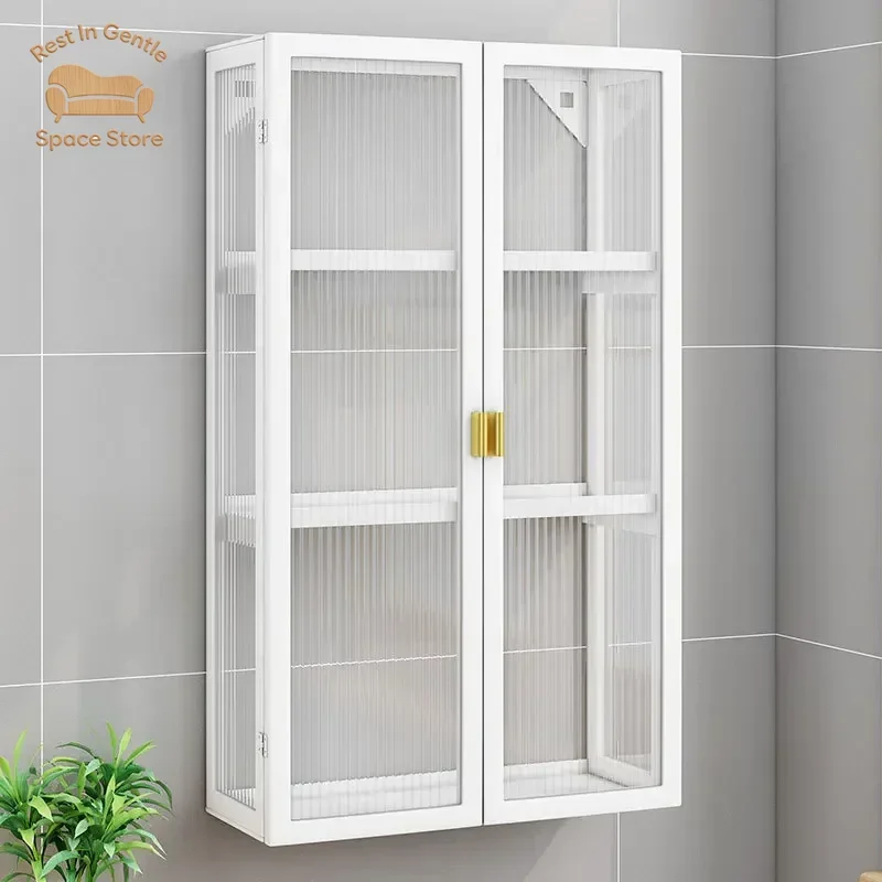 The storage cabinet above the toilet shelf is non-perforated, and the bathroom toilet waterproof wall cabinet is a multifunction