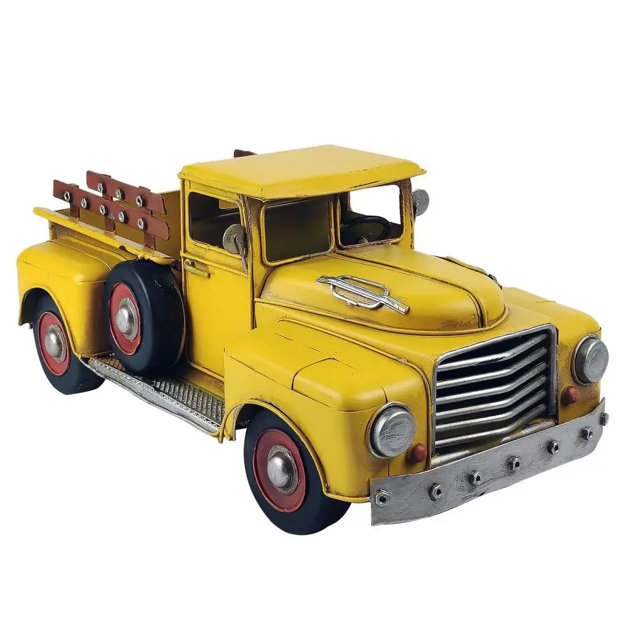 

Farmhouse Yellow Truck Pickup Truck Rustic Metal Home Decor Collectible Vehicle Car Model Home Table Desktop Tabletop Gift Decor