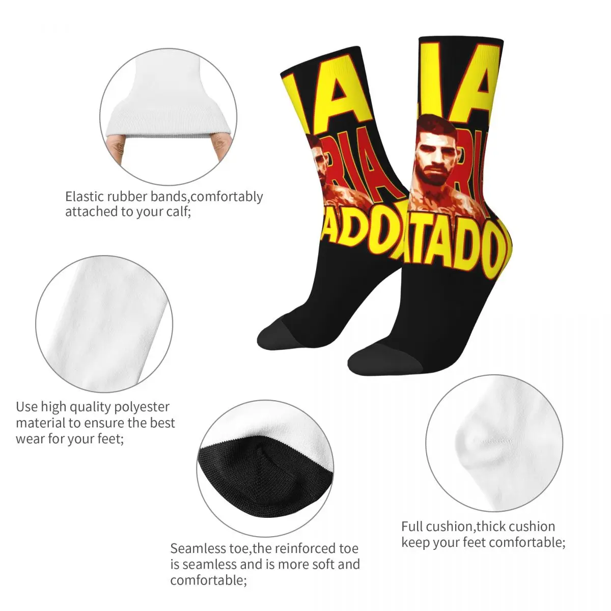 Boxer Ilia Topuria El Matado Merch Socks Cozy High Quality Middle Tube Socks Cotton for Men's Best Gift Idea