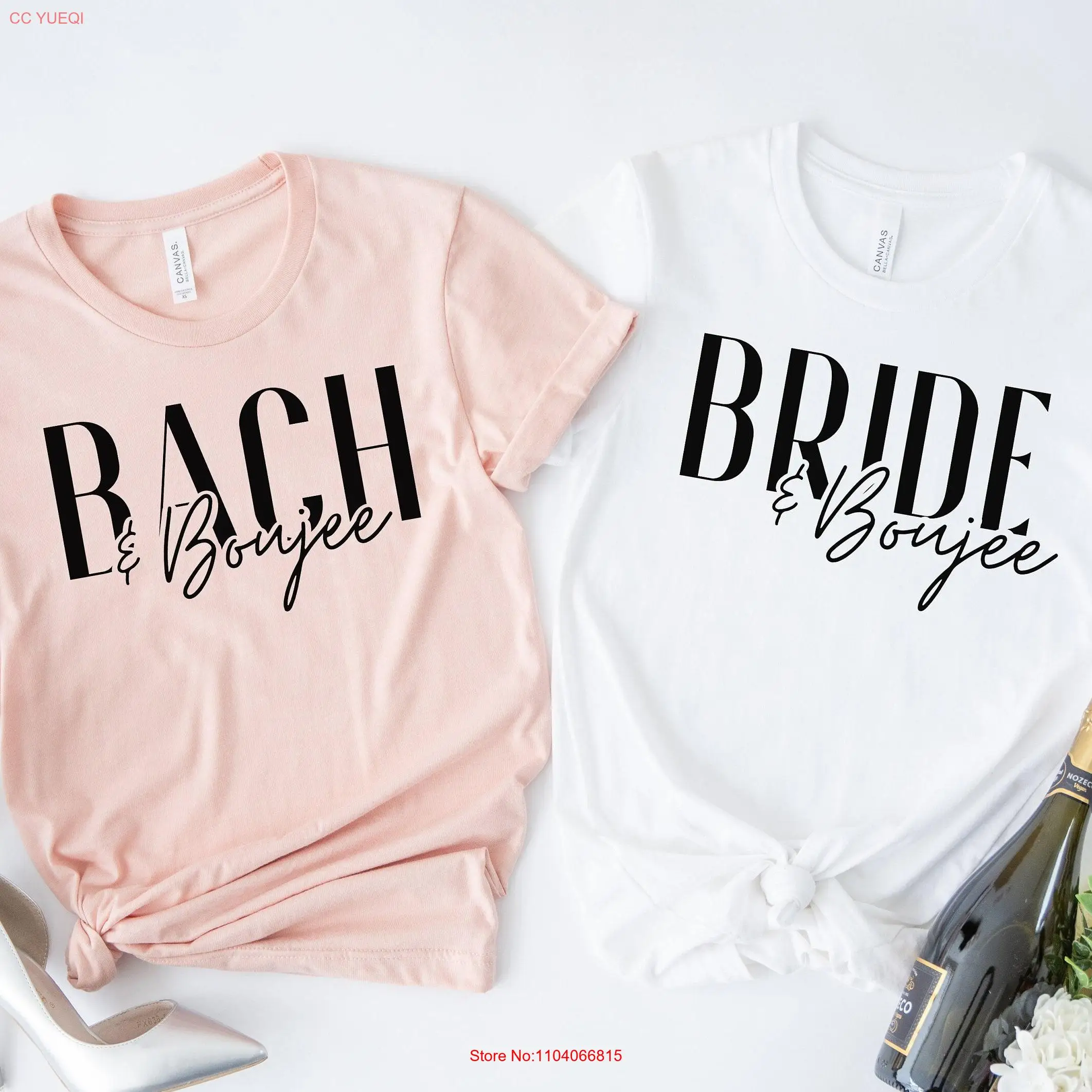 Bachelorette T Shirt Bride Bridal Shower Party and Boujee Bach Boozy Bridesmaid Team long or short sleeves