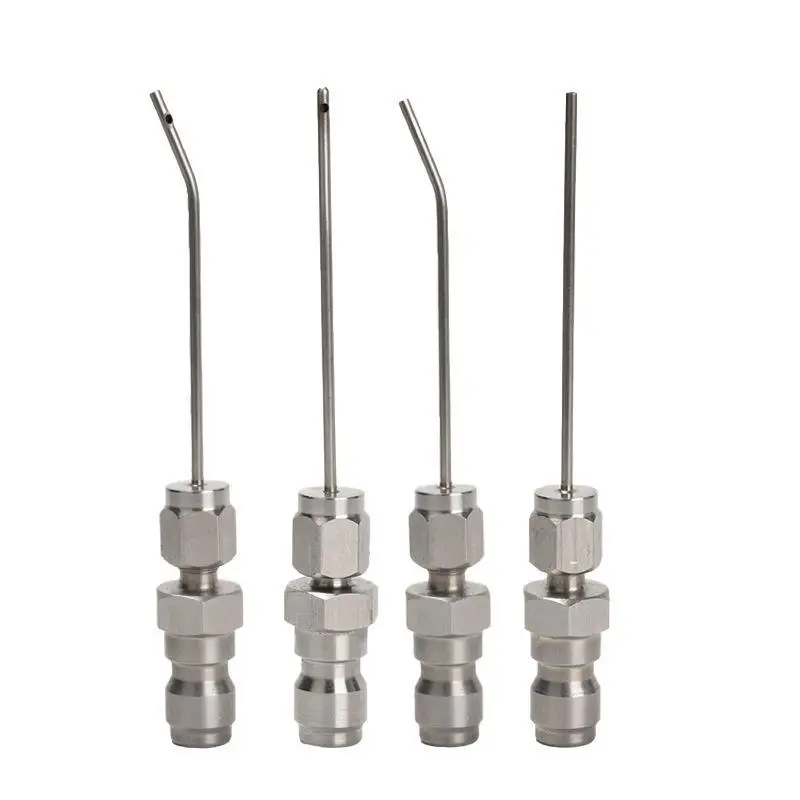 Stainless Steel High Pressure Cleaning Needle Straight Bent Nozzle 1/4 Quick Connector For AC Washing Machine Cleaning