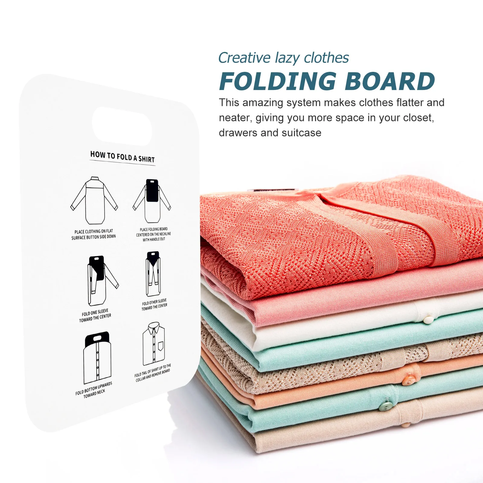 

2pcs Folding Boards For Shirt Clothes Organizer Pp Liner T-Shirts Wrapping Cardboard Anti-Wrinkle Garment Support Portable
