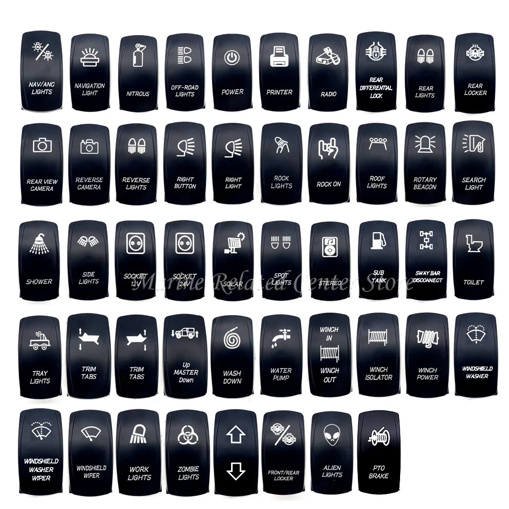 Rocker Switch Laser-Etched 5/7Pin On-Off SPST Blue Led Lights for Car Boat Marine Yacht ARB Carling NARVA Auto Parts