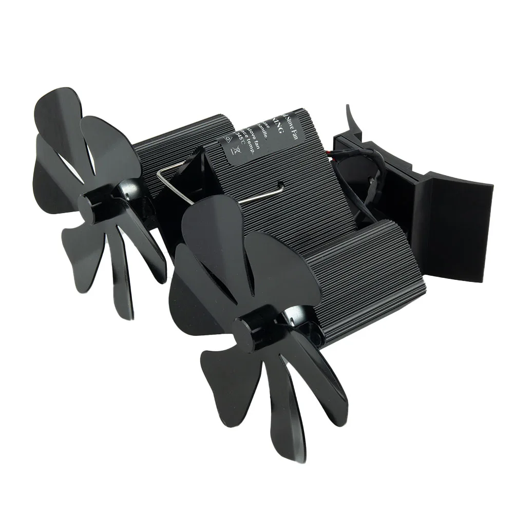 Home Improvement Fireplace Fan Aluminum Black Blade Fireplace Fan Double Heads Thermoelectric Module Wall Mounted