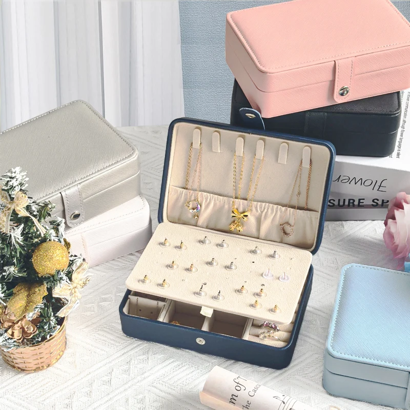 1Pc Simple and Portable Jewelry Storage Box, Large-Capacity Double-Layer Jewelry Box, Earrings, Ring and Necklace Storage Box, Gift for Ladies and Girls, Mother's Day Gift