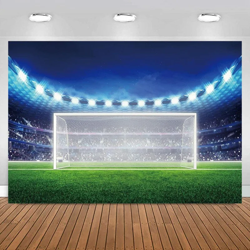 

Soccer Field Background Football Pitch Game Stadium Spotlight Photography Backdrop Kids Boys Banner Decoration Birthday Party