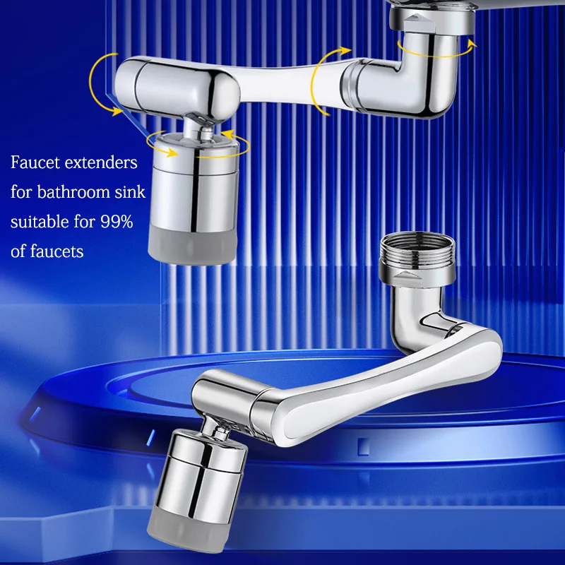 Stainless Steel Universal 1080 °Swivel Robotic Arm Swivel Extension Faucet Aerator Kitchen Sink Faucet Extender 2Water Flow Mode image 2