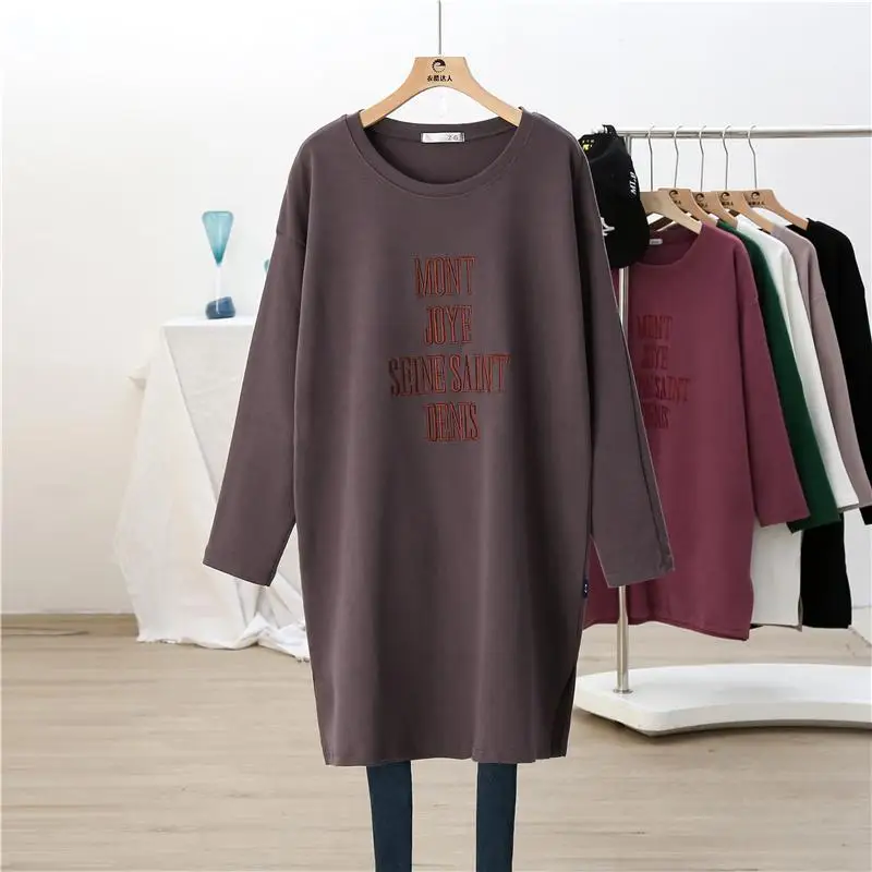 Casual Ladies Solid Color Pullovers Straight Comfortable T-Shirts Spring Autumn Simplicity Tops Oversized Women\'s Clothing