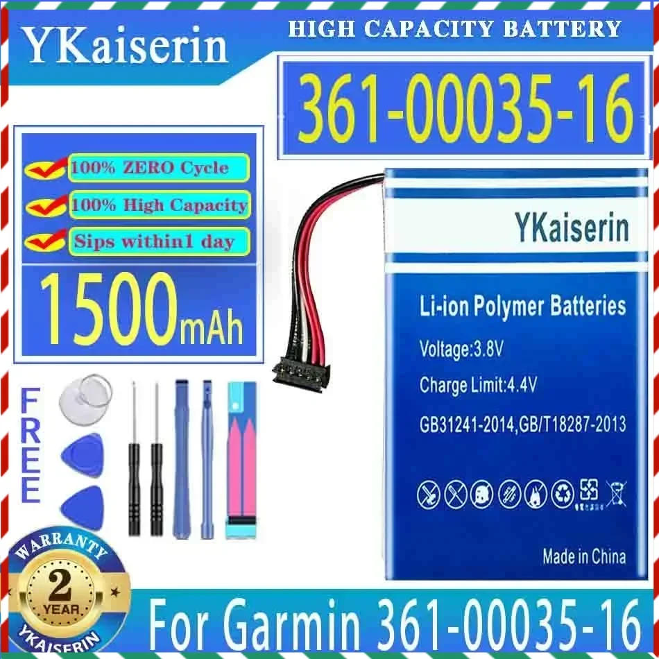 

YKaiserin 1500mAh Replacement Battery For Garmin 361-00035-16 3610003516 Digital Batteries