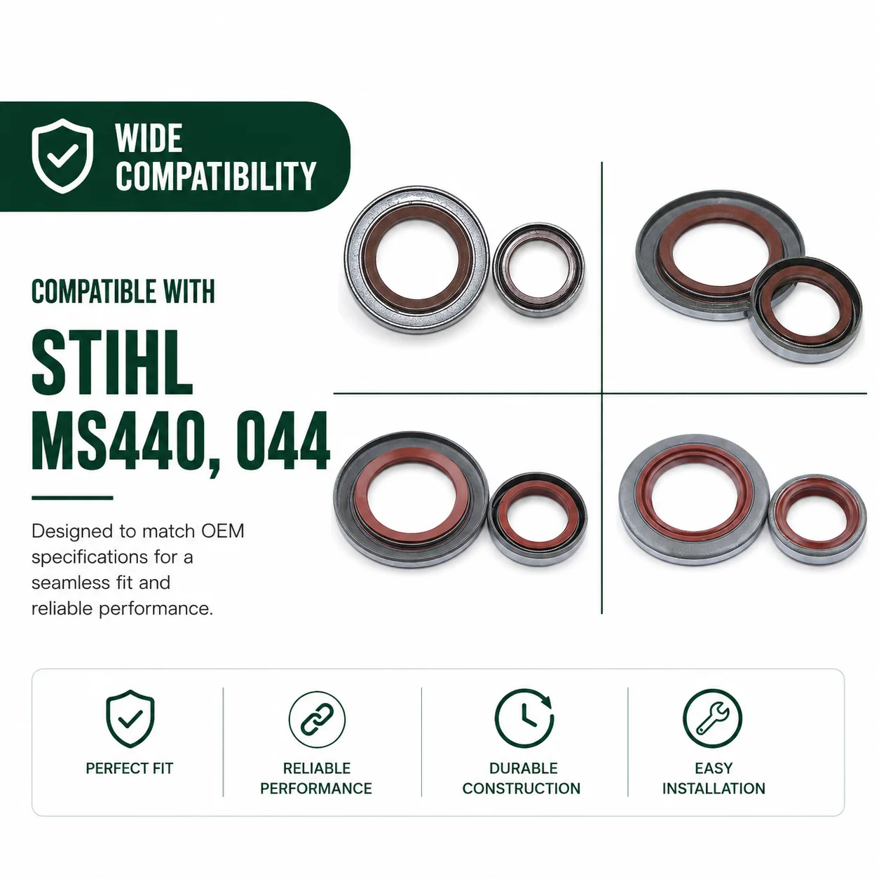 52mm Cylinder Piston Kit with Oil Seal Needle Bearing For Stihl MS440 044 Replaces 1128 020 1217 9640 003 1972 Spark Plug Parts