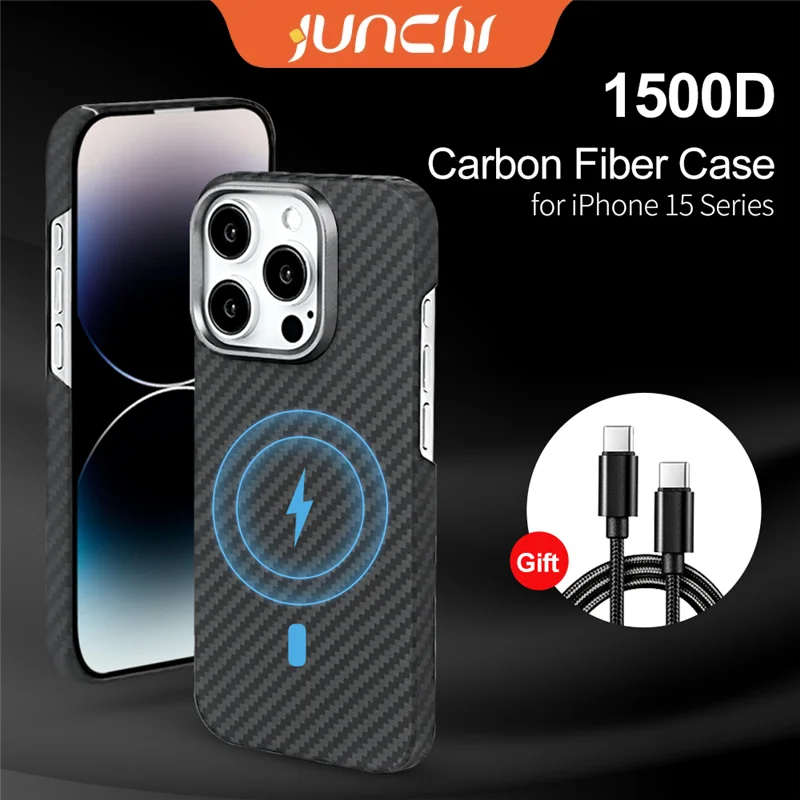 Luxury Carbon Fiber Cover For iPhone 15 Pro Max Magnetic Carbon Phone Case Funda for iPhone 15 15 Pro Anti Drop Protection Cases