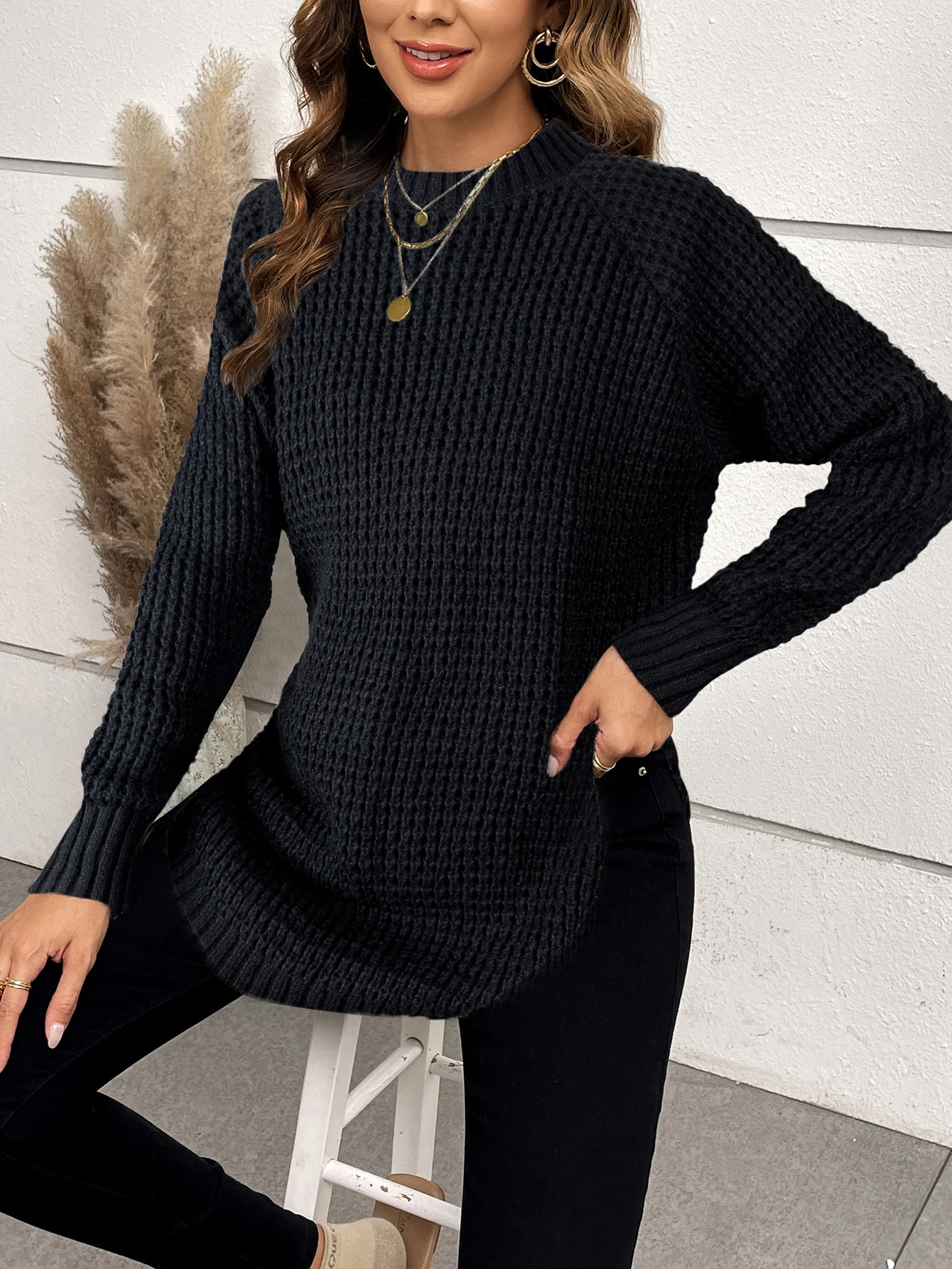 Womens Sweaters Trendy Balloon Sleeve Slouchy Knit Pullover Jumper,sueteres para mujeres