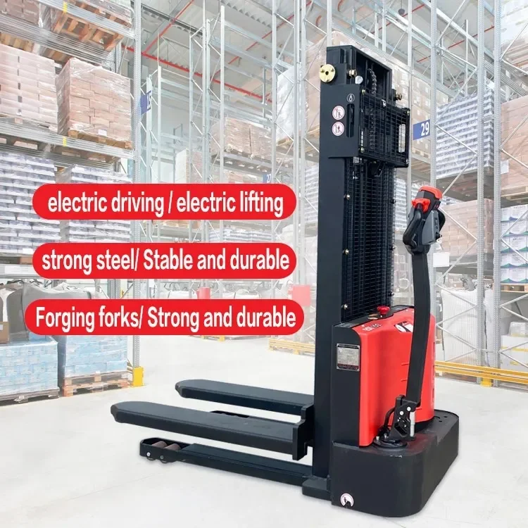 Mini Forklift Electric Pallet Stacker With Large Storage Battery Electric Stacker Hydraulic Pallet Trucks 1.5ton 2.5m 3m