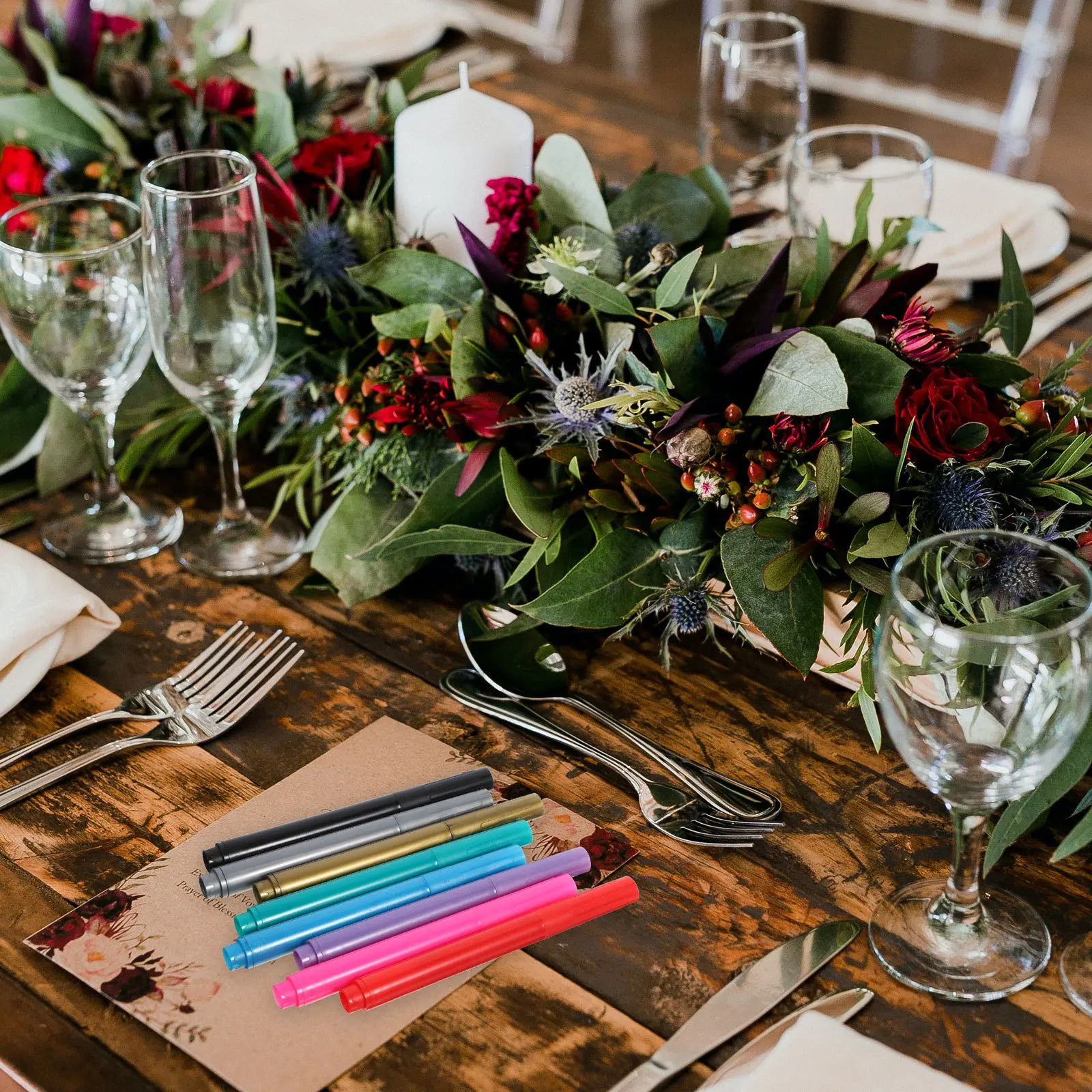 

8Pcs Metallic Wine Glass Markers Washable Quick Dry Vibrant Colors for Glasses Scrapbooks Crafts Party Favor Labeling