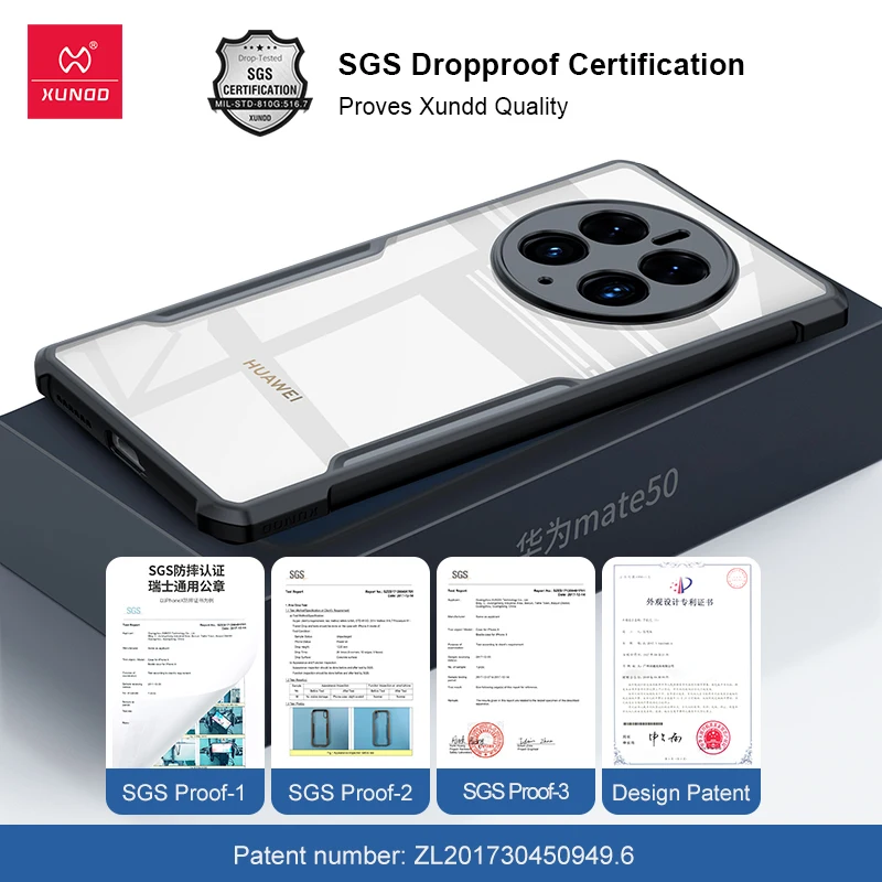 Xundd Phone Case For Huawei Mate 50 Pro Case For Mate 50 Lens Full Protection Fingerprint-Proof Back Cover