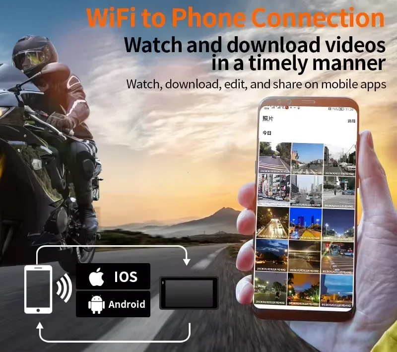 

Newest 5 Inch Wifi GPS Smart Wireless Carplay Screen Motorcycle Dashcam 2K TPMS BT Driving Recorder