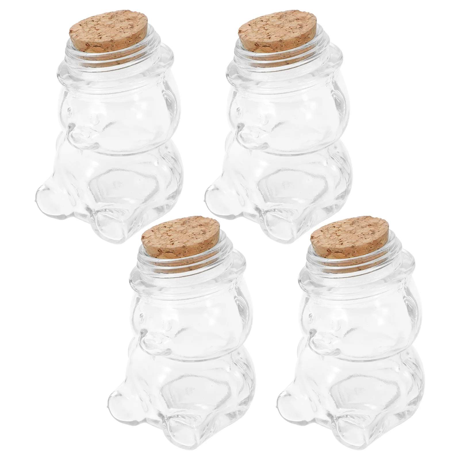 4Pcs Glass Candy Jar Set Transparent Airtight Food Storage Container for Sweets Biscuits Tea Coffee Sugar Salt Pepper Jewelry