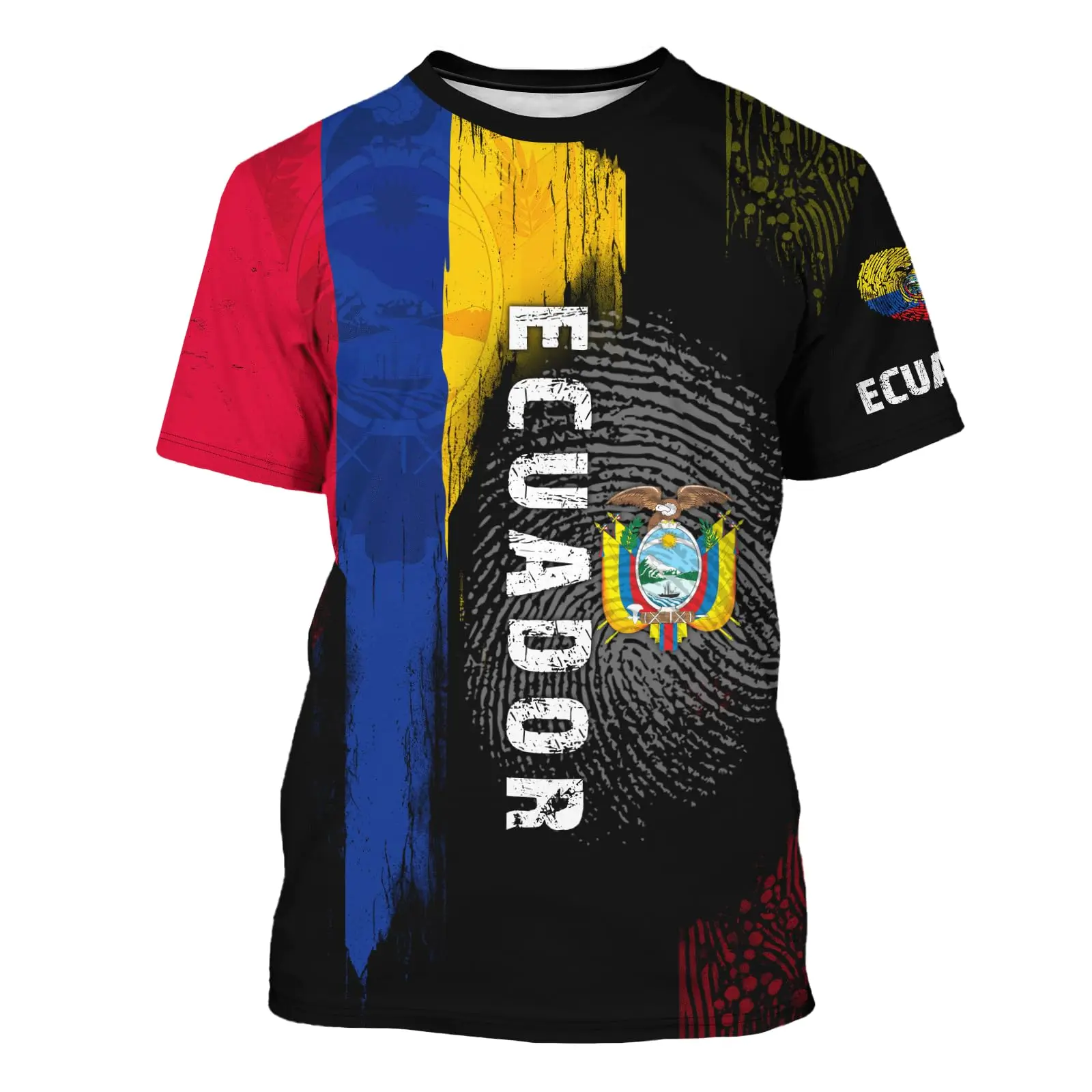 Camiseta con diseño de la bandera de Ecuador para hombre, camiseta informal de manga corta con estampado 3D, Top de manga corta unisex