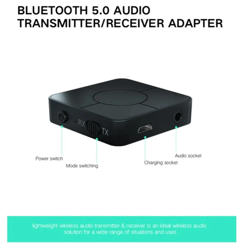 KN326 Bluetooth 5.0 Receptor De Transmissor De Áudio, 3.5mm AUX Jack, Adaptador De Música Sem Fio RCA com Microfone para Carro, PC, TV, Fones De Ouvido