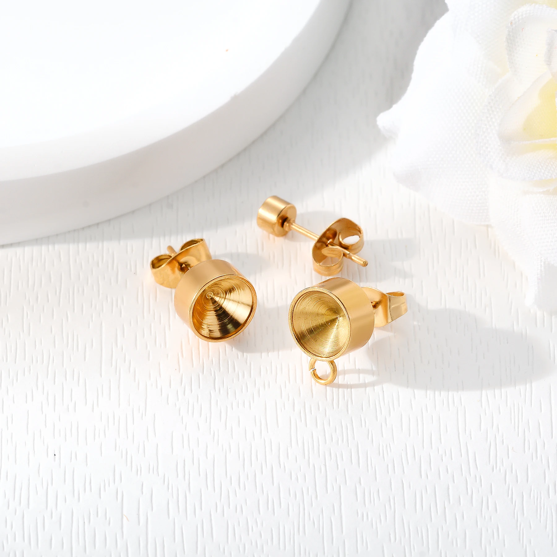 20 Stück Edelstahl-Ohrstecker mit runder Kugel und Schlaufe, 3, 4, 5, 6, 8 mm, passend für DIY-Ohrring-Schmuckherstellung – Detail 2