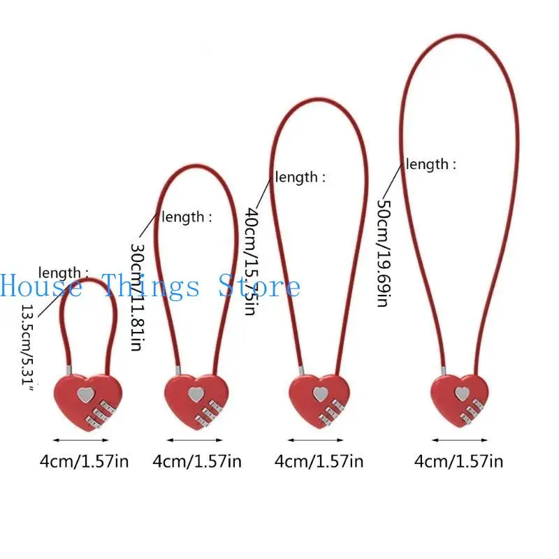 652F passwords Padlocks Long Wire Rope-Lock for Lovers Wedding Anniversary Travel