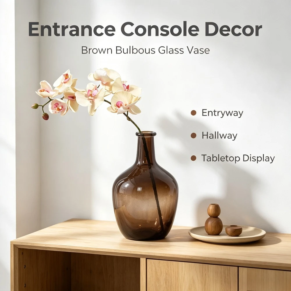 Vintage Bulbous Glass Flower Vase Multicolor Nordic Floral Arrangement Ornament Living Room Bedroom Decoration