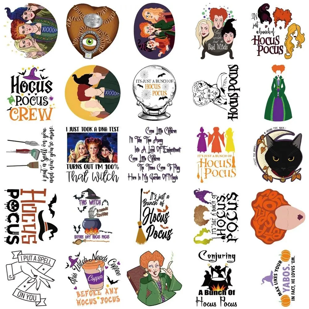 10/30/50/100pcs Horror Halloween Witch Hocus Pocus Stickers Disney Series Movie Decals DIY Phone Guitar Cartoon Graffiti Sticker