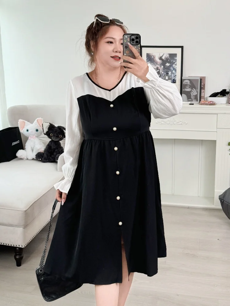 

Женское летнее платье больших размеров в новом китайском стиле, с цветовыми блоками, в национальном стиле, для полных женщин (до 200 фунтов), модель 3175H