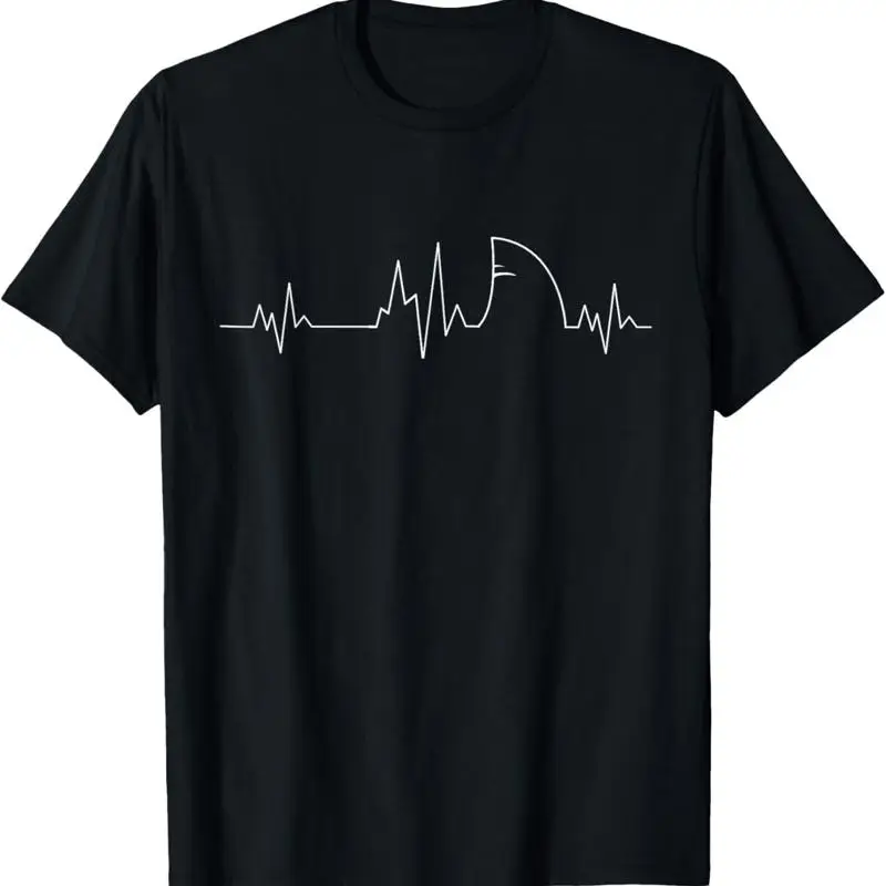 Shark Heartbeat EKG Funny Fish Fin Pulse Ocean Animal Lovers T Shirt