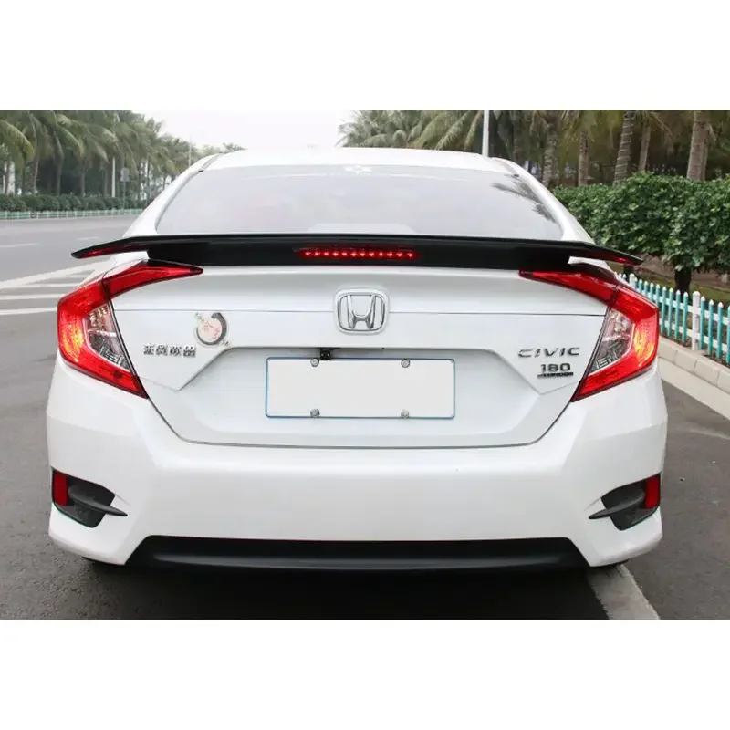 For Honda Civic Spoiler 2016 2017 Car Styling ABS Plastic Unpainted Color Rear Trunk Wing Boot Lip Roof Spoiler Auto Decoration