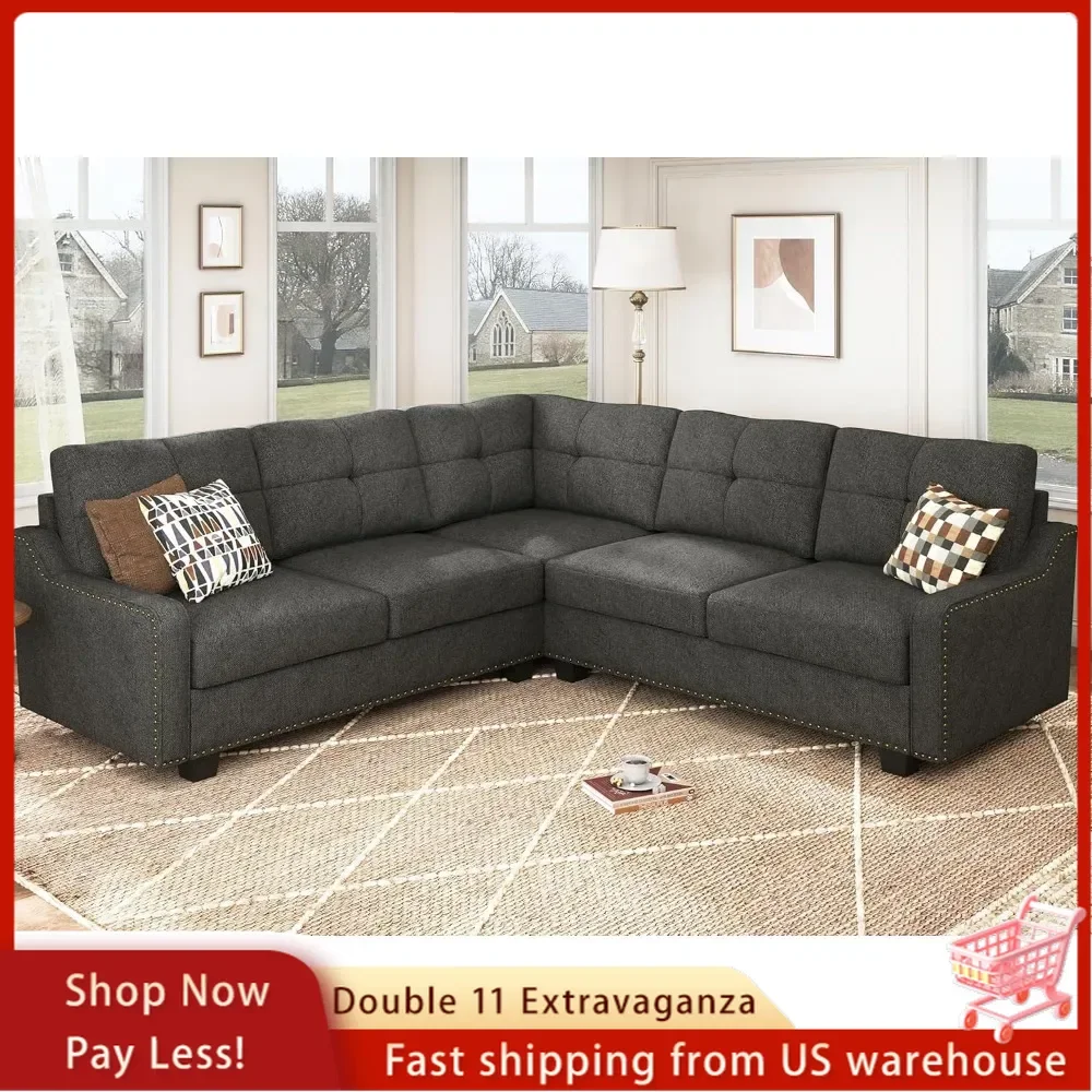 

Convertible Sectional Sofa L Shaped Couch for Small Apartment Reversible Sectional Couches for Living Room,Dark Grey furniture