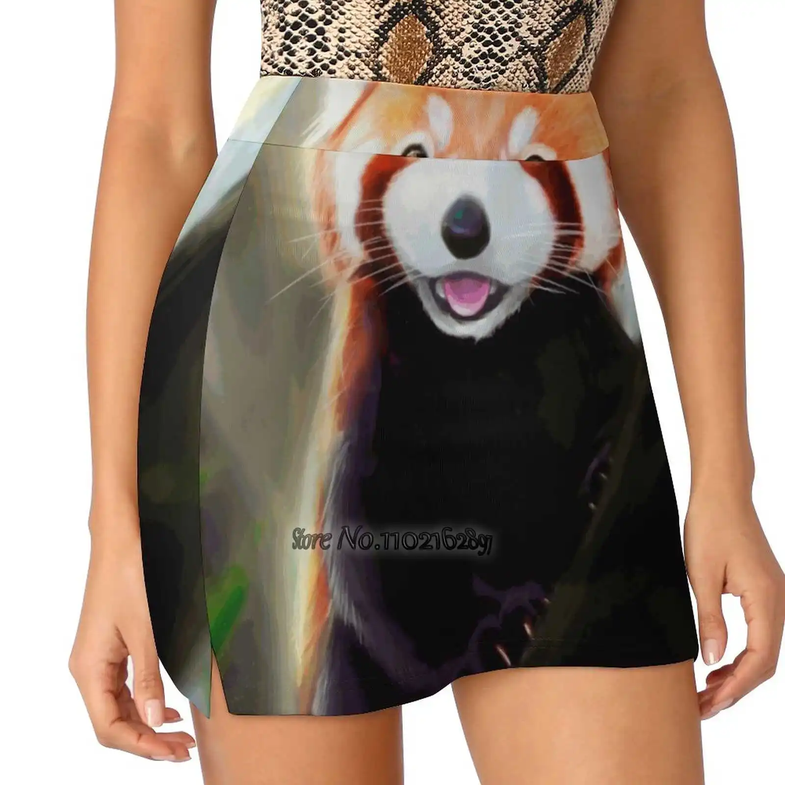 Red Panda Trending Fashion Skirt Summer Printed Women Sport Skirts Double-Layer Athletic Red Panda Panda Red Asian Mountain