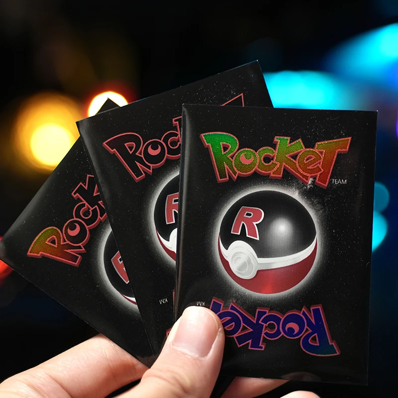 65Pcs/set Diy Self Made Pokemon Rocket Team Card Sleeves Ptcg Trading Card Protective Sleeve Card Cover Anime Gift Toys