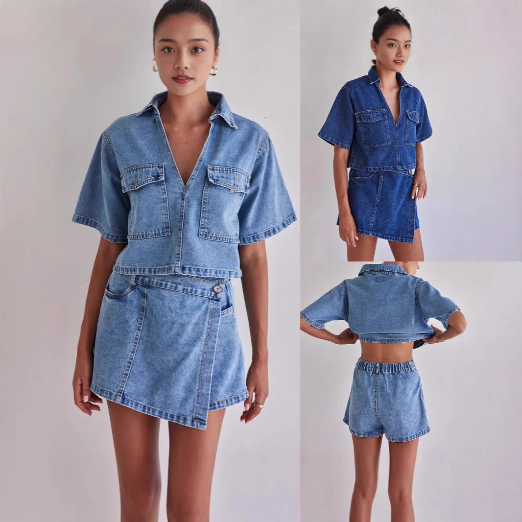 

Спецодежда в европейском и американском стиле, джинсовый костюм-кюлоты, модная нерегулярная одинаковая женская верхняя одежда, куртка