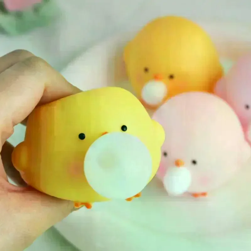 Cute Blow Bubble Chick  Fidget Toys Decompression Sensory Stress Relief Squeeze Toy For Adults Kids Party Favors