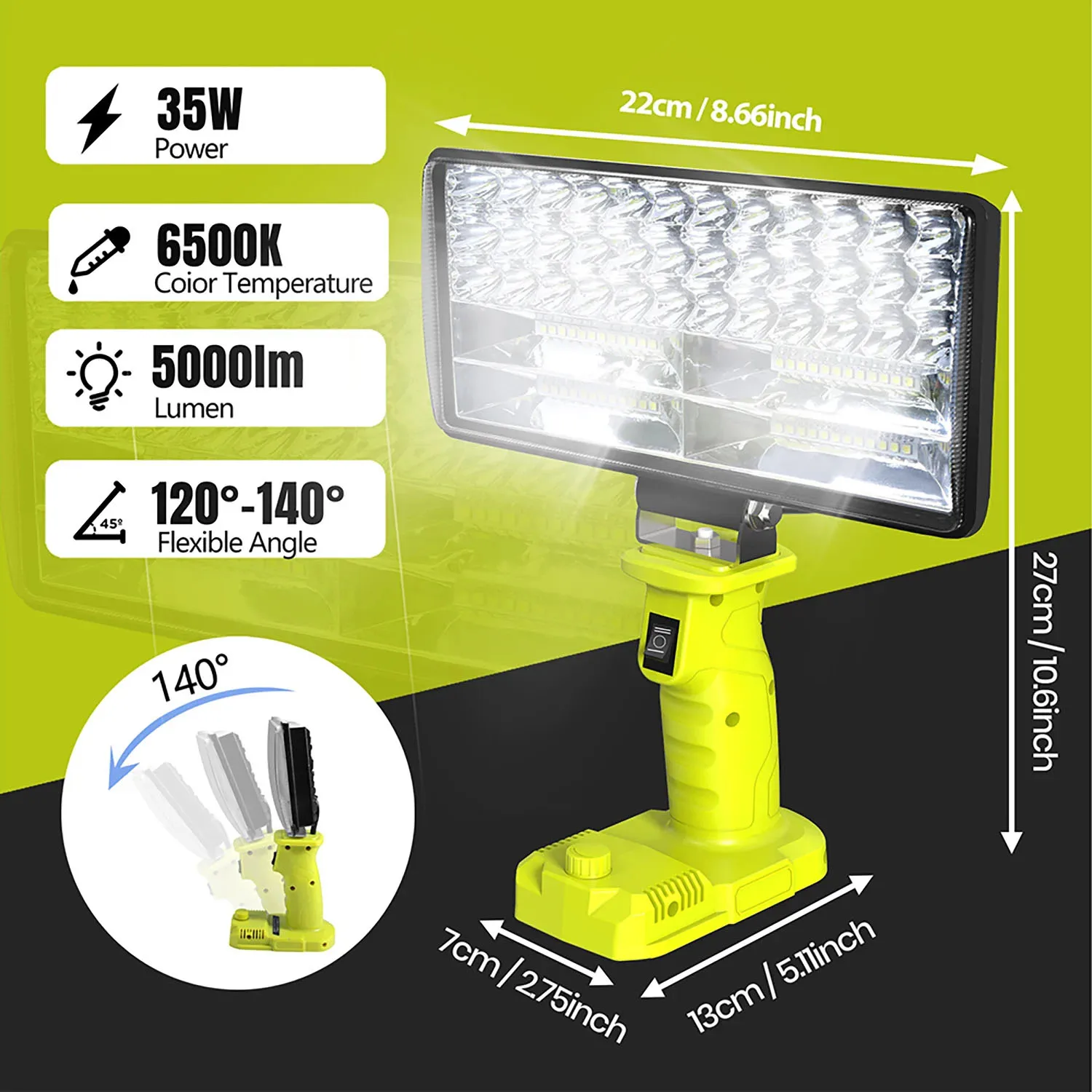 Tool Parts For Dewalt For Milwaukee For Makita For Bosch For Ryobi Battery Spotlight Work Fishing Lamp Outdoor Comping Led Light image 4