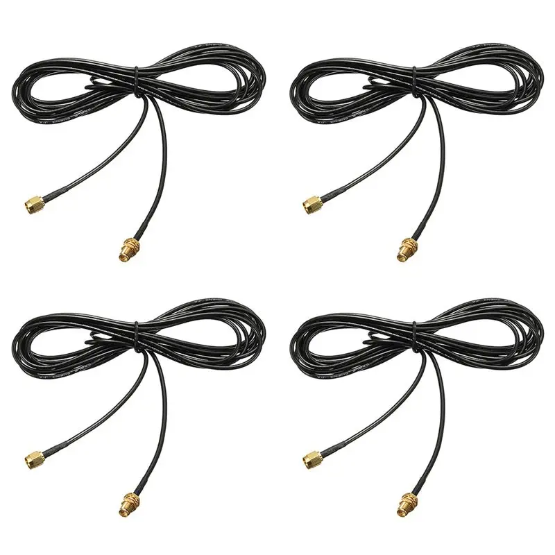 

Exquisite-4Pcs 3Meter Fi Extension Cable RP SMA Antenna Connectors - RP SMA Female Wifi Router