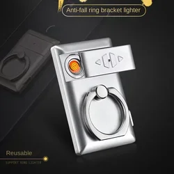 USB Rechargeable Cigar Lighter, Novelty, Mobile Phone Holder, Electric, Windproof, Flameless, New