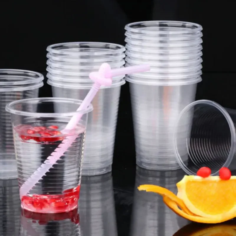 50/100pcs 240ml Plastic Cup Transparent Disposable Cups Cold Drink Tea Cup for Weddings Parties Travel Camping Picnic Utensils