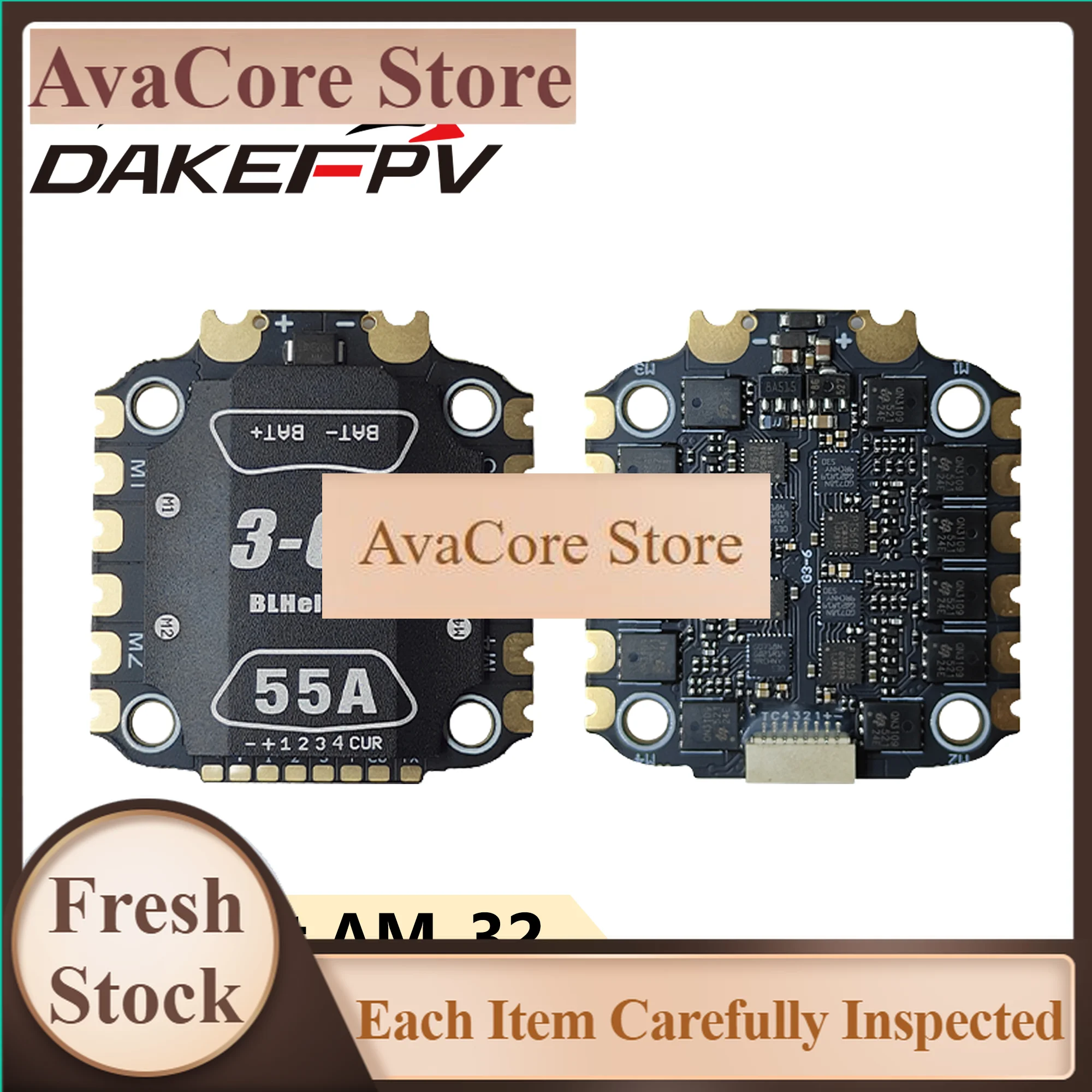 AvaCoreDAKEFPV BLHeli_32 Support AM_32 3-6/3-8S 55A/60A/70A Metal ESC Electronic Speed Controller Source Factory Drone Accessori
