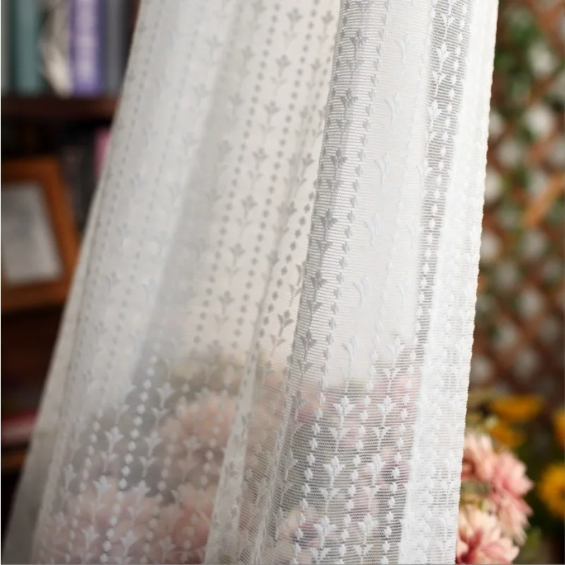 Fantasy French Lace Yarn Warp Knitted Yarn White Gauze Curtain Living Room Bedroom Balcony Curtain