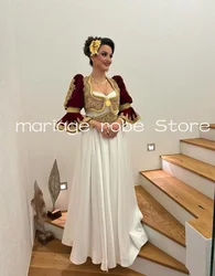 Burgundy Velvet Arabic Caftan Evening Formal Dresses customsized Gold Applique Kosovo Albanian Middle East Prom Gown Outfit