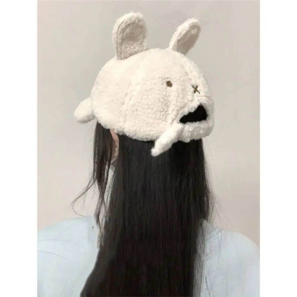 Прочная плюшевая бейсболка с кроличьими ушками, теплая утолщенная шапка с утиным языком, плюшевая шерстяная шапка с утиным языком