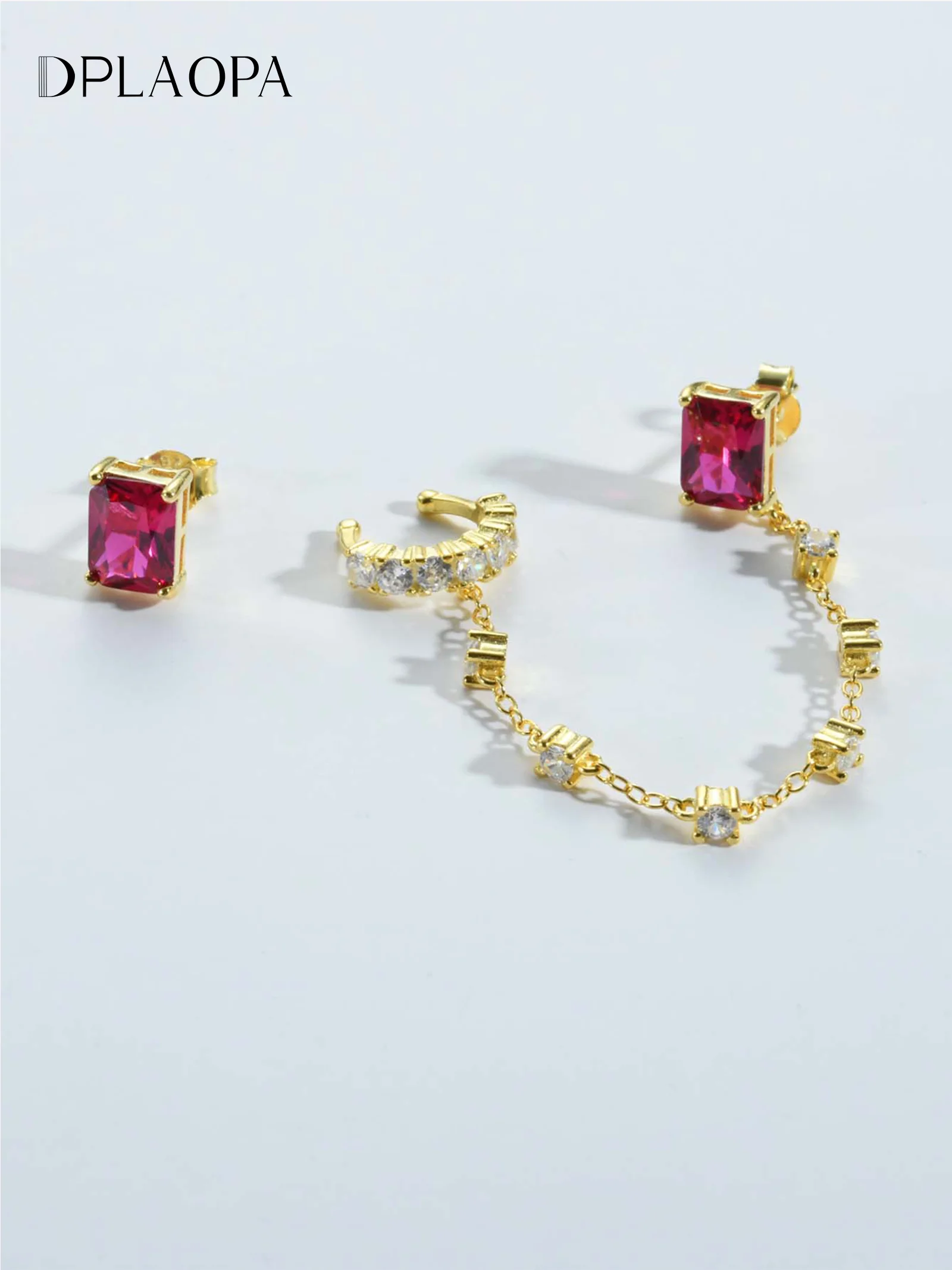 

DPLAOPA 925 Sterling Silver Chain Ear Cuff Stud Earring Women Long CZ 2025 Fine Jewelry Piercing Pendientes Luxury Jewels