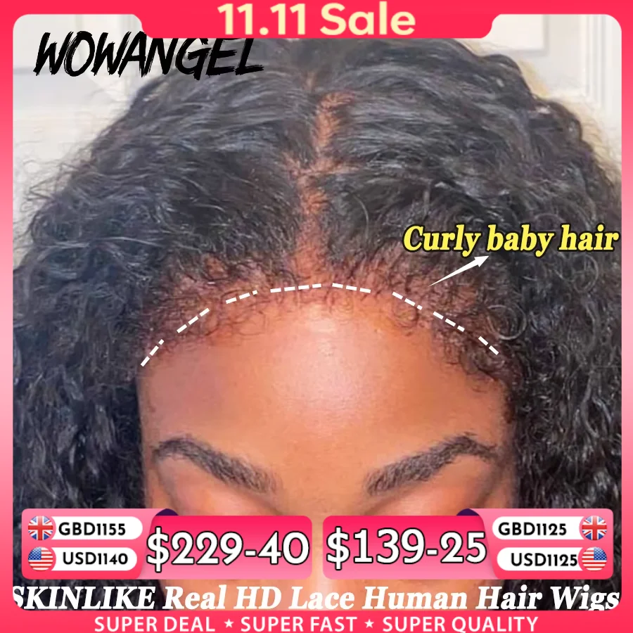 250% Afro Kinky Curly Baby Hair HD Lace Frontal Human Hair Wigs Deep Curly Glueless Wigs Melt Skins HD Full Lace Wigs for Woman