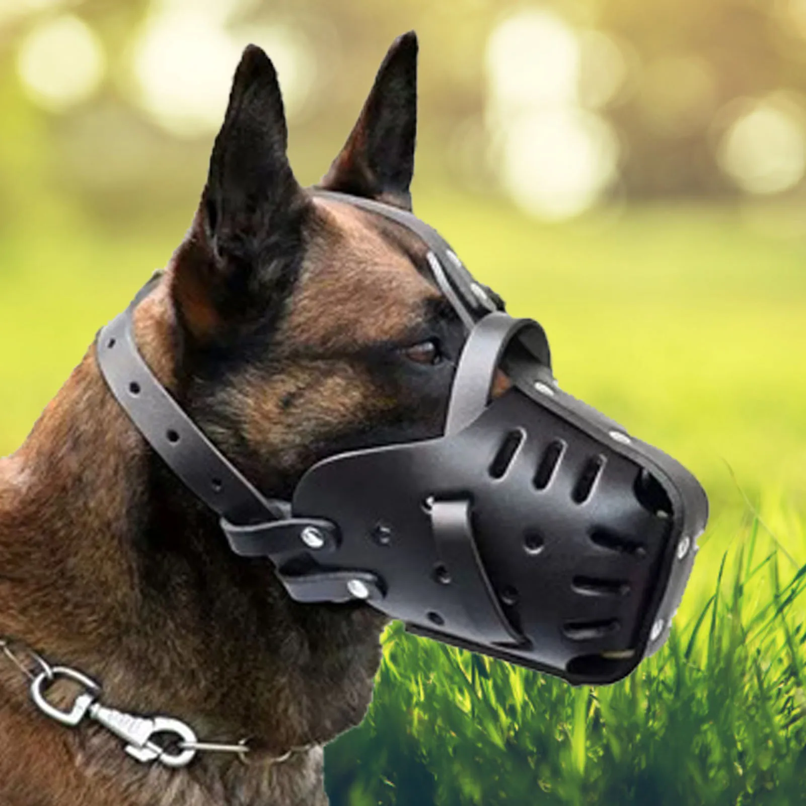 

Dog Muzzle To Prevent Biting Breathable PU Leather Soft Covered Mouth Protector Guard With Adjustable Strap For Large Dogs