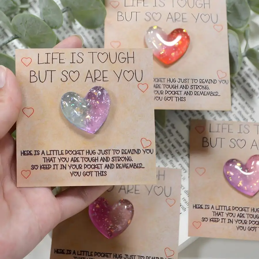 1/5/10/20/50/100pcs 1/4 units, Sentimental Resin Pocket Hugs Accompanied by Inspirational Cards — Perfect for Birthdays, Wedding